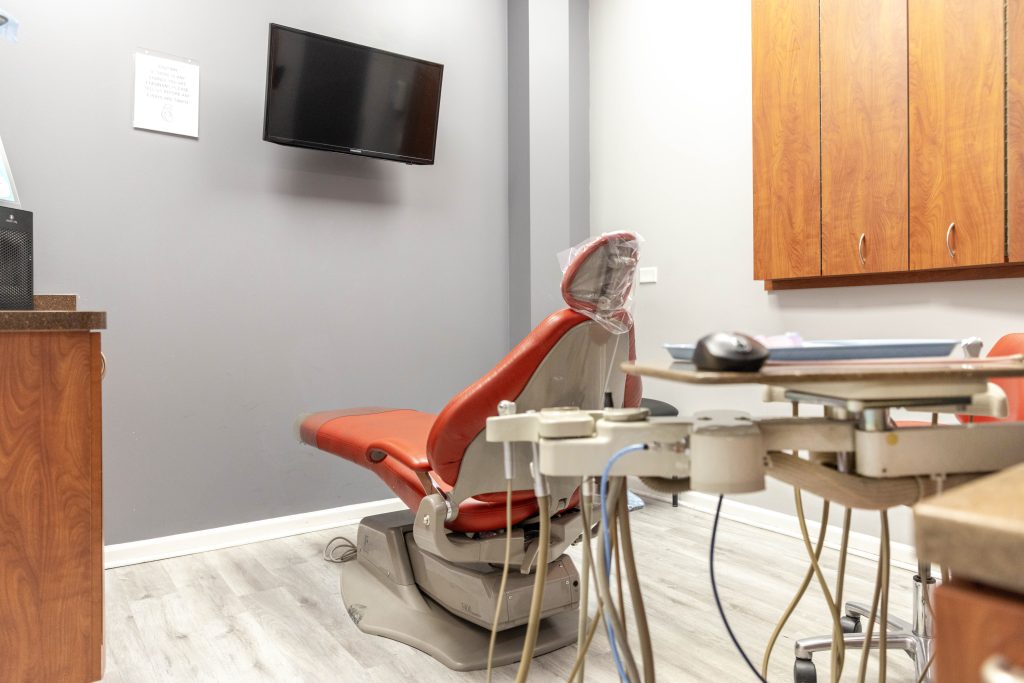 A treatment room at Dental Town Oakbrook Terrace